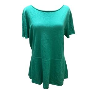 Jones New York Collection Women’s Teal/Turquoise Short Sleeve Peplum Blouse - XL
